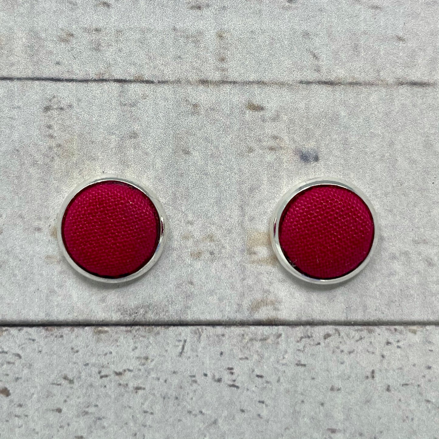 Magenta Fabric Stud Earrings