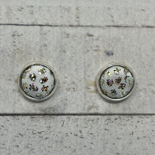 Glitter Dots Fabric Stud Earrings