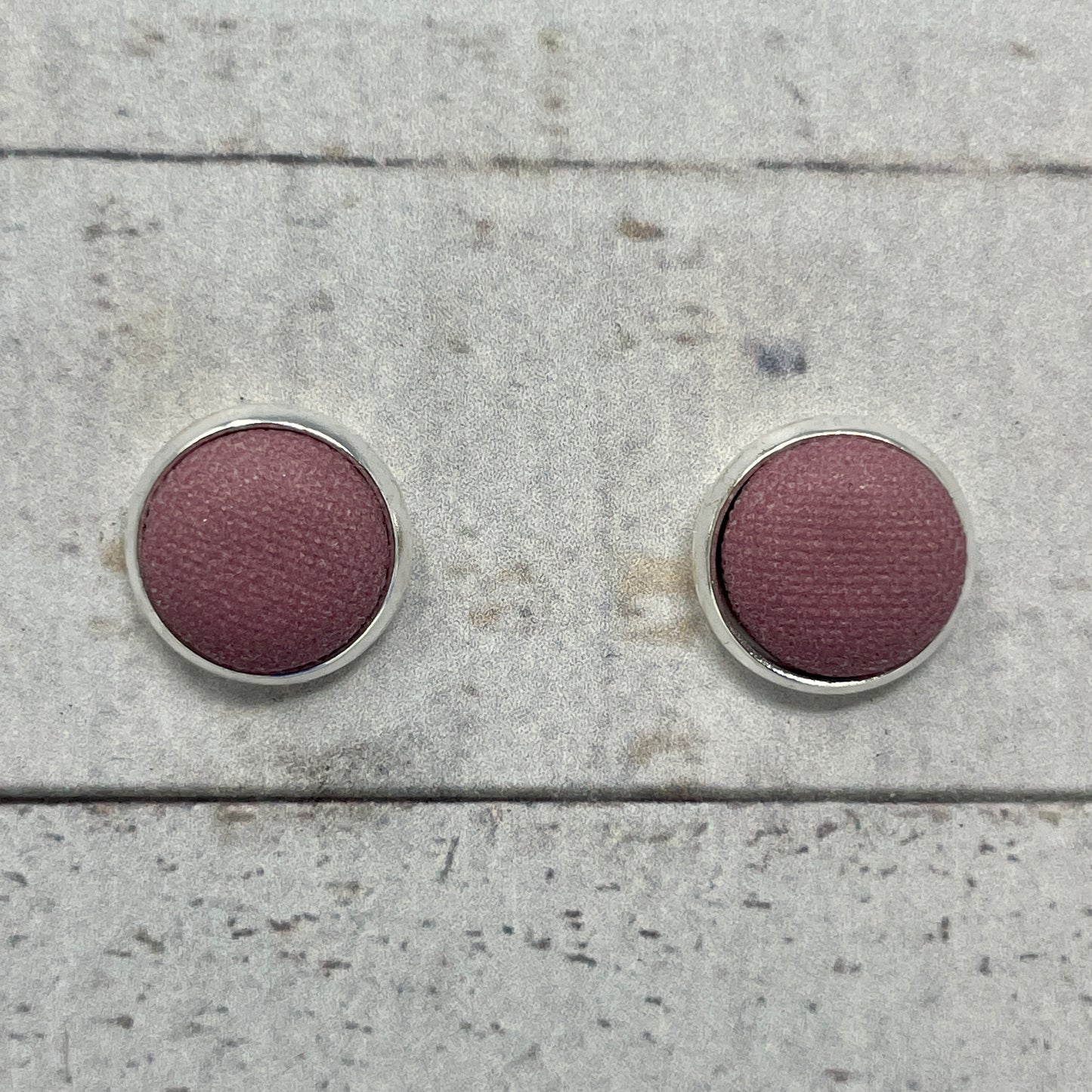 Mauve Fabric Stud Earrings