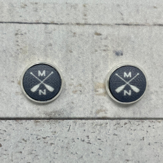 Dark Gray MN Paddle Fabric Stud Earrings
