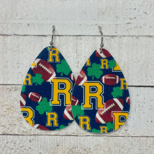 Rosemount Football Fabric Teardrop Earrings