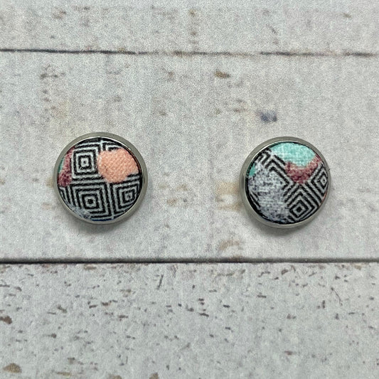 Abstract Fabric Stud Earrings