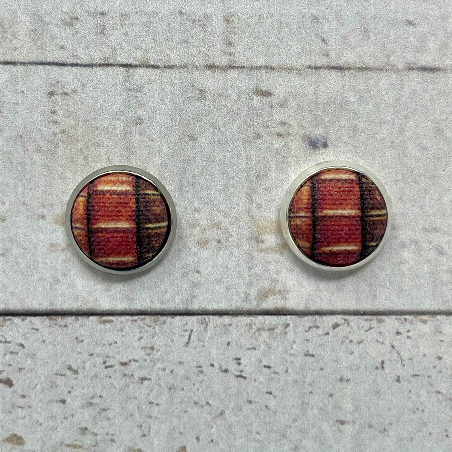 Book Spine Fabric Stud Earrings