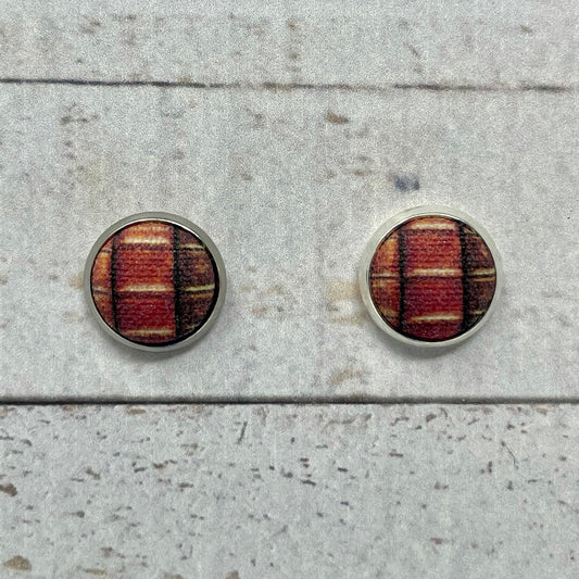 Book Spine Fabric Stud Earrings