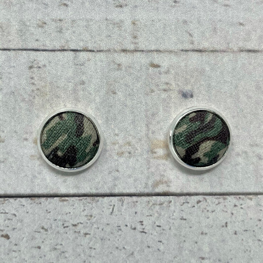 Camouflage Fabric Stud Earrings