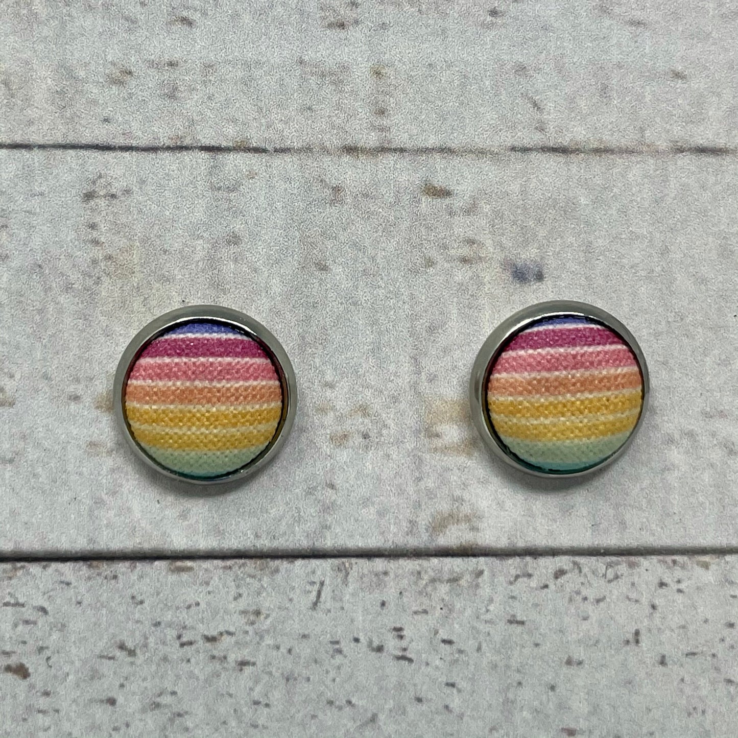 Summer Striped Fabric Stud Earrings