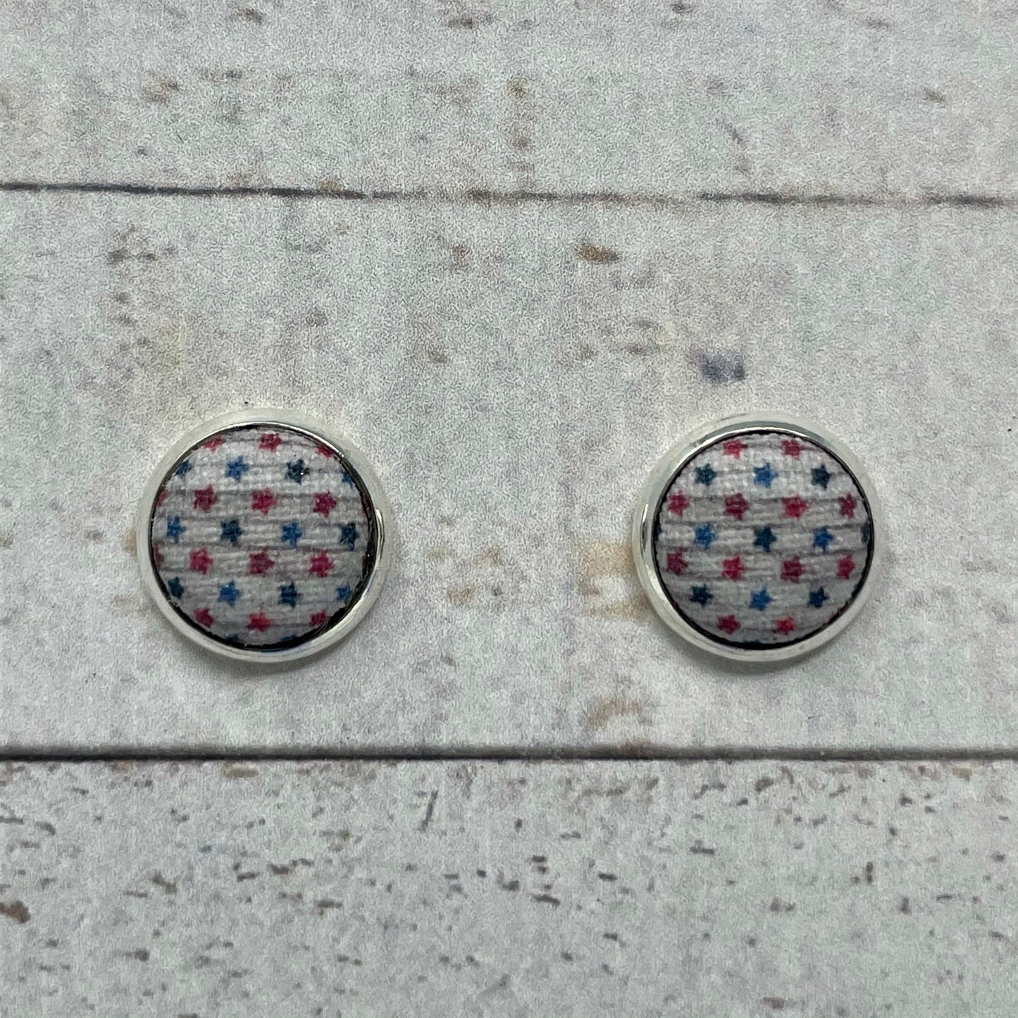 Patriotic Fabric Stud Earrings