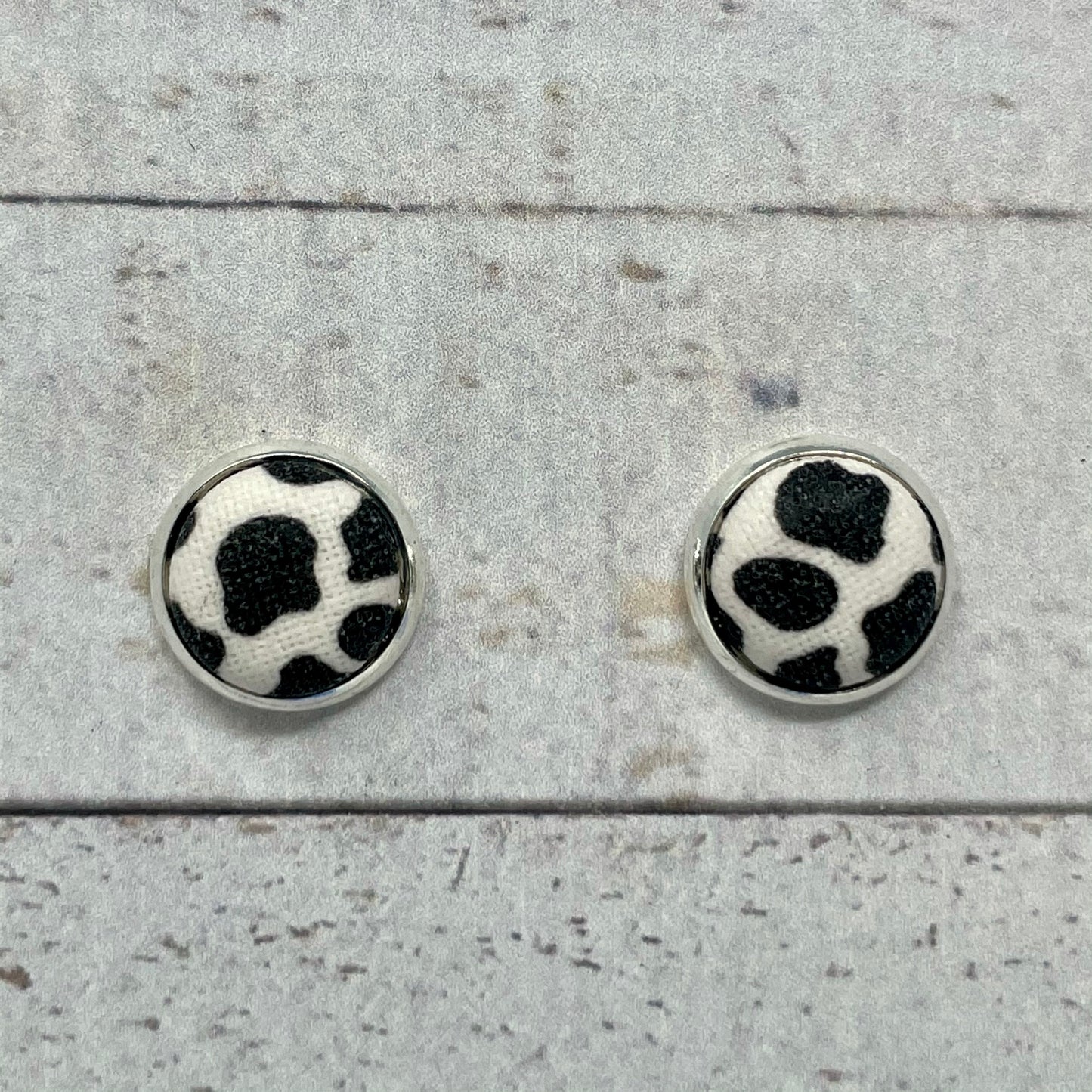 Cow Spots Fabric Stud Earrings