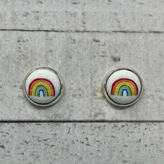 Rainbow Fabric Stud Earrings