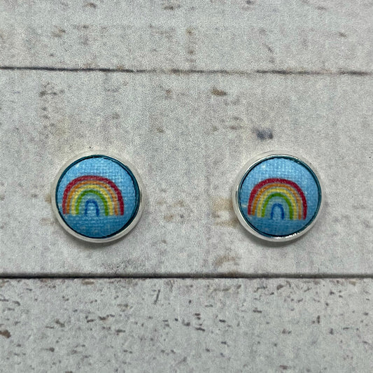 Rainbow in the Sky Fabric Stud Earrings