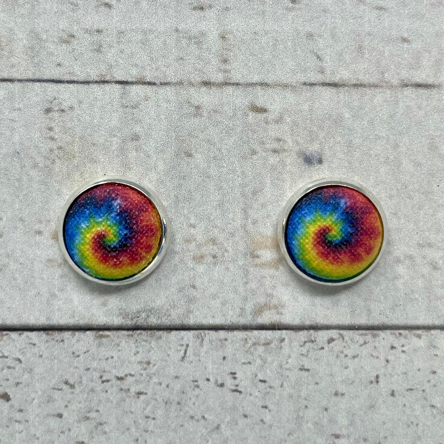 Tie-Dye Fabric Stud Earrings