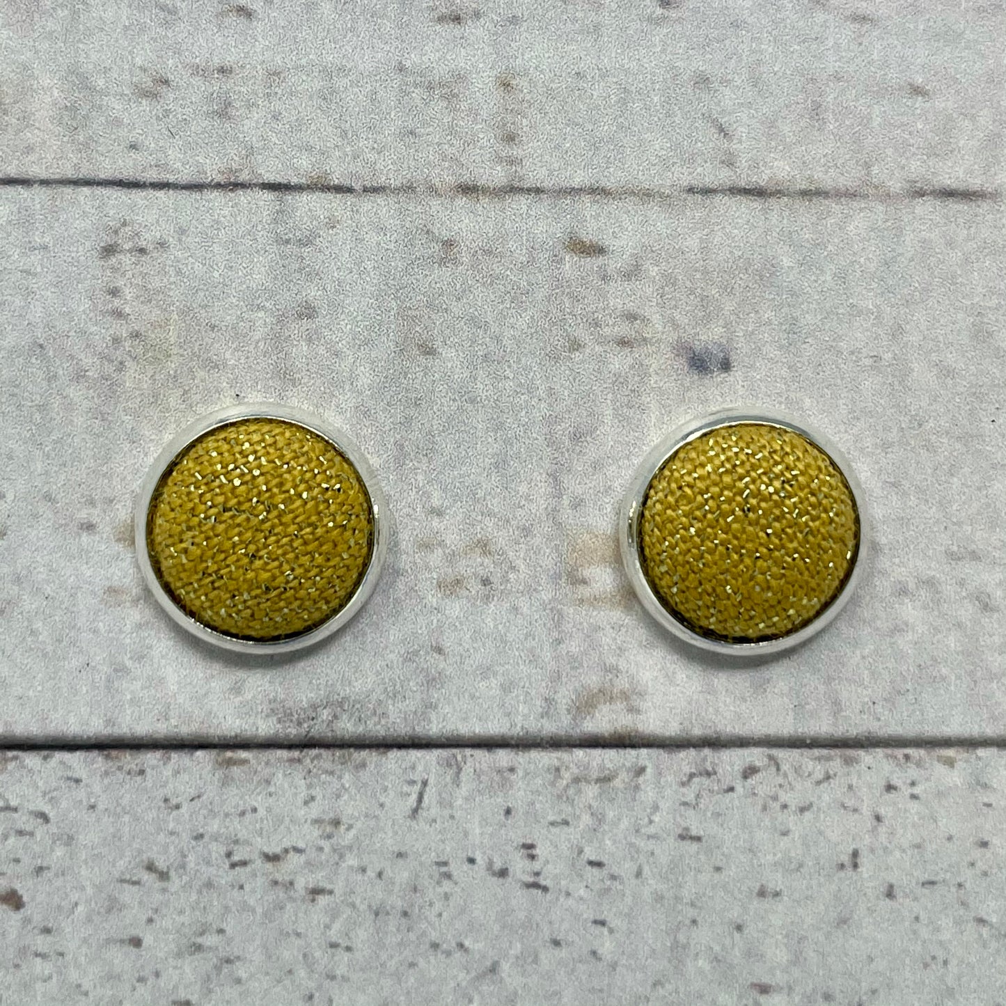 Gold Shimmer Fabric Stud Earrings