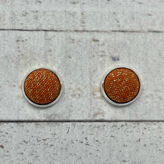 Copper Shimmer Fabric Stud Earrings