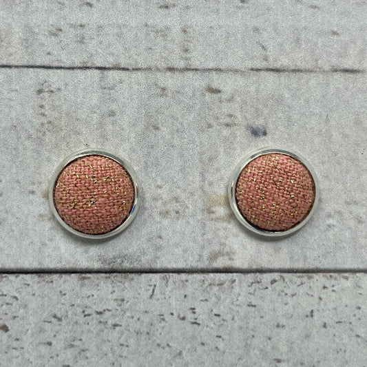 Rose Gold Shimmer Fabric Stud Earrings