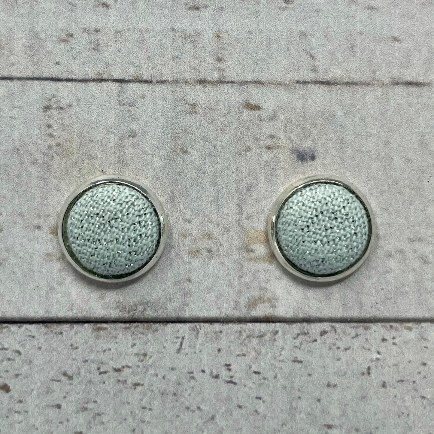 Light Blue Shimmer Fabric Stud Earrings