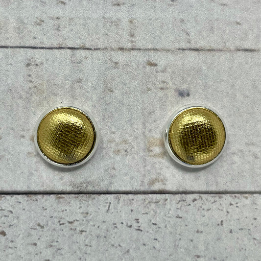 Metallic Gold Fabric Stud Earrings