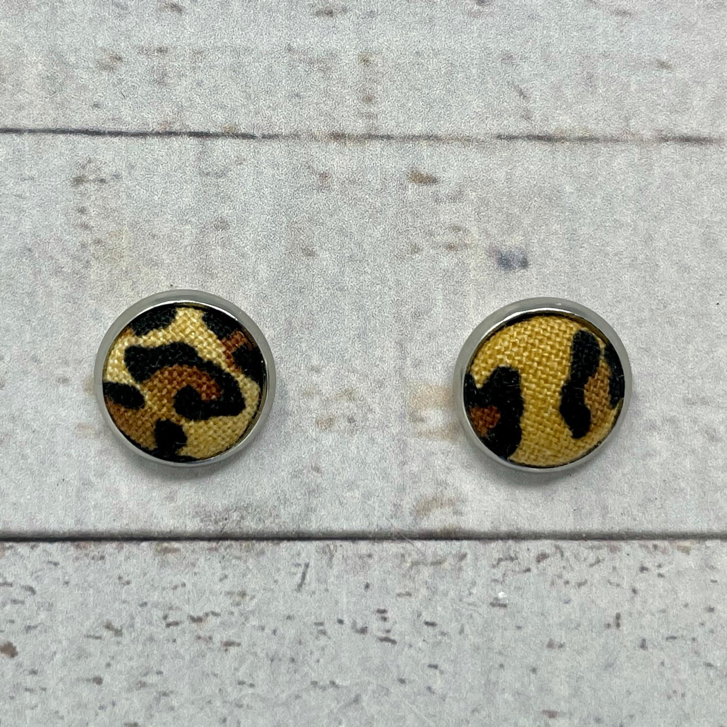 Cheetah Fabric Stud Earrings