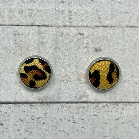 Cheetah Fabric Stud Earrings
