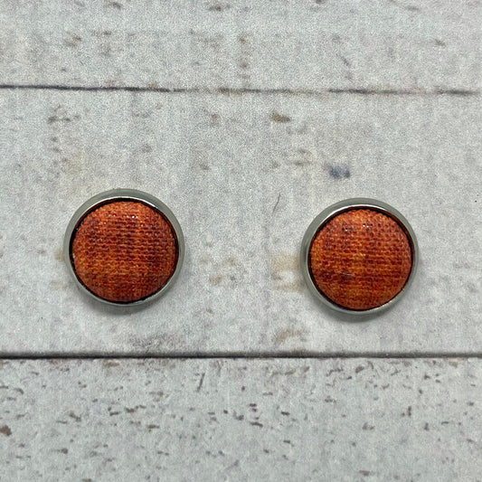 Burnt Orange Fabric Stud Earrings