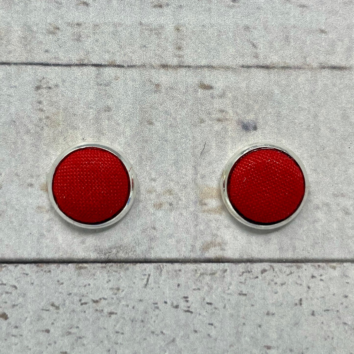 Red Fabric Stud Earrings