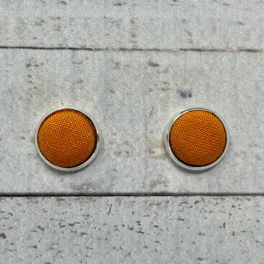 Orange Fabric Stud Earrings