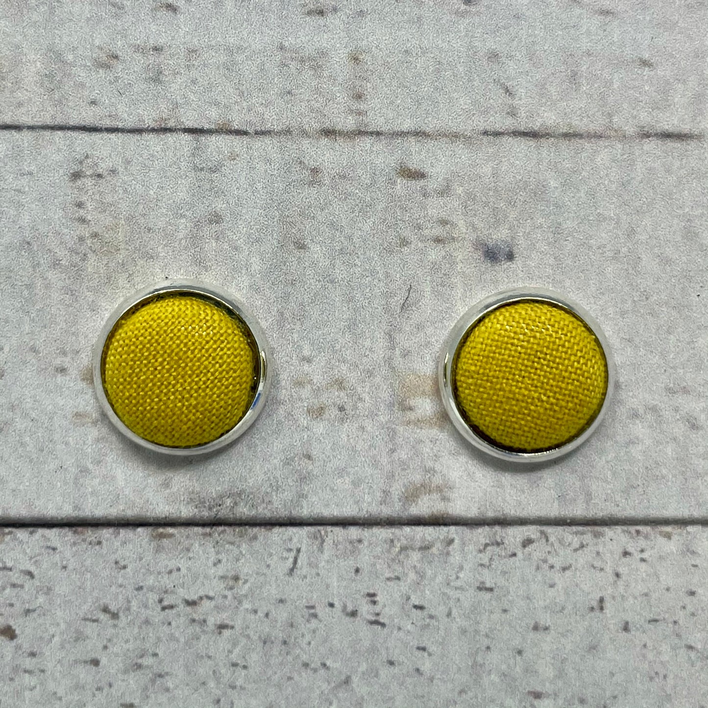 Yellow Fabric Stud Earrings