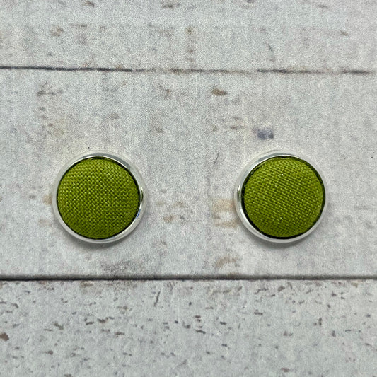 Lime Fabric Stud Earrings