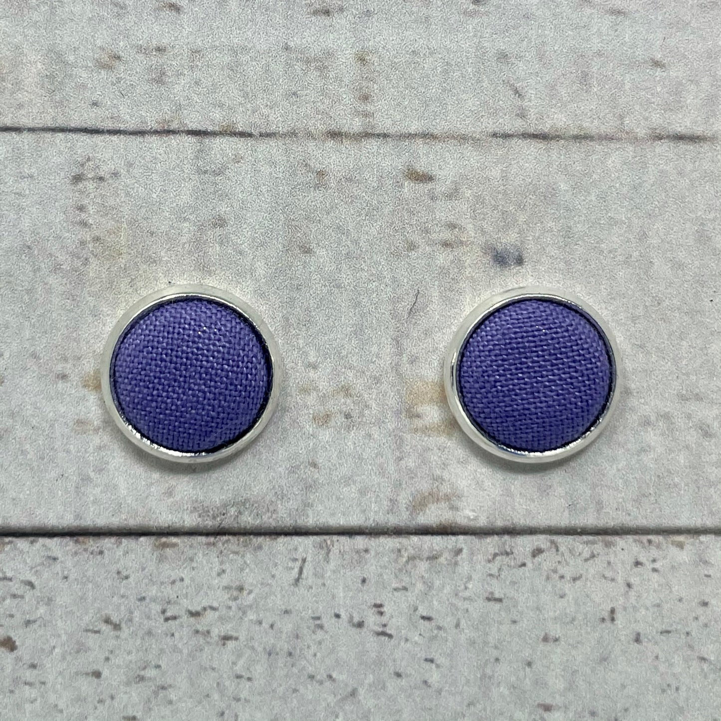 Purple Fabric Stud Earrings