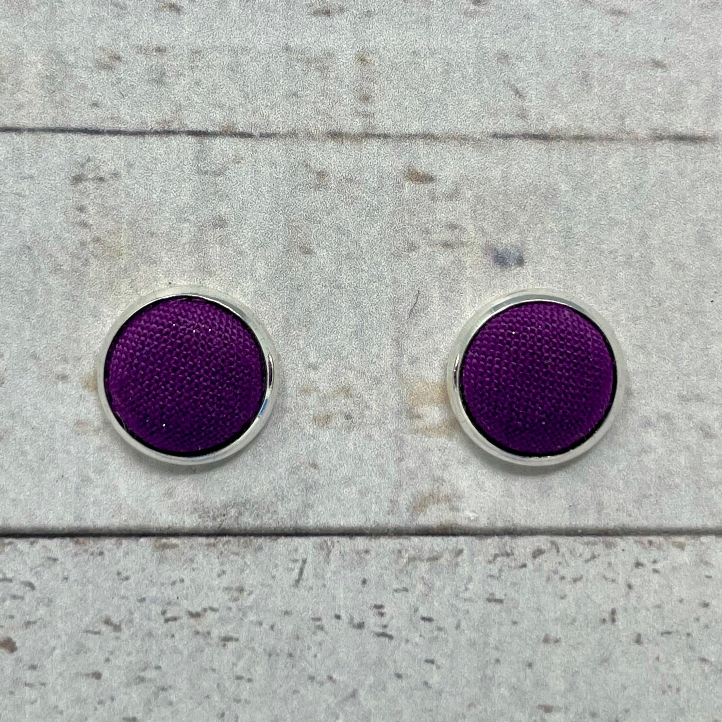 Dark Purple Fabric Stud Earrings