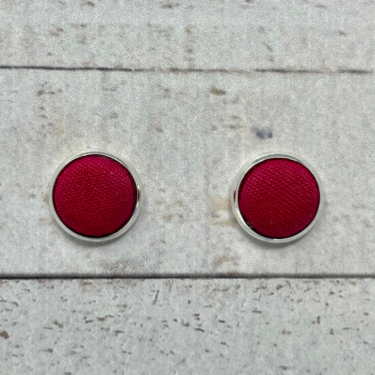 Magenta Fabric Stud Earrings