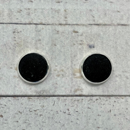 Black Fabric Stud Earrings