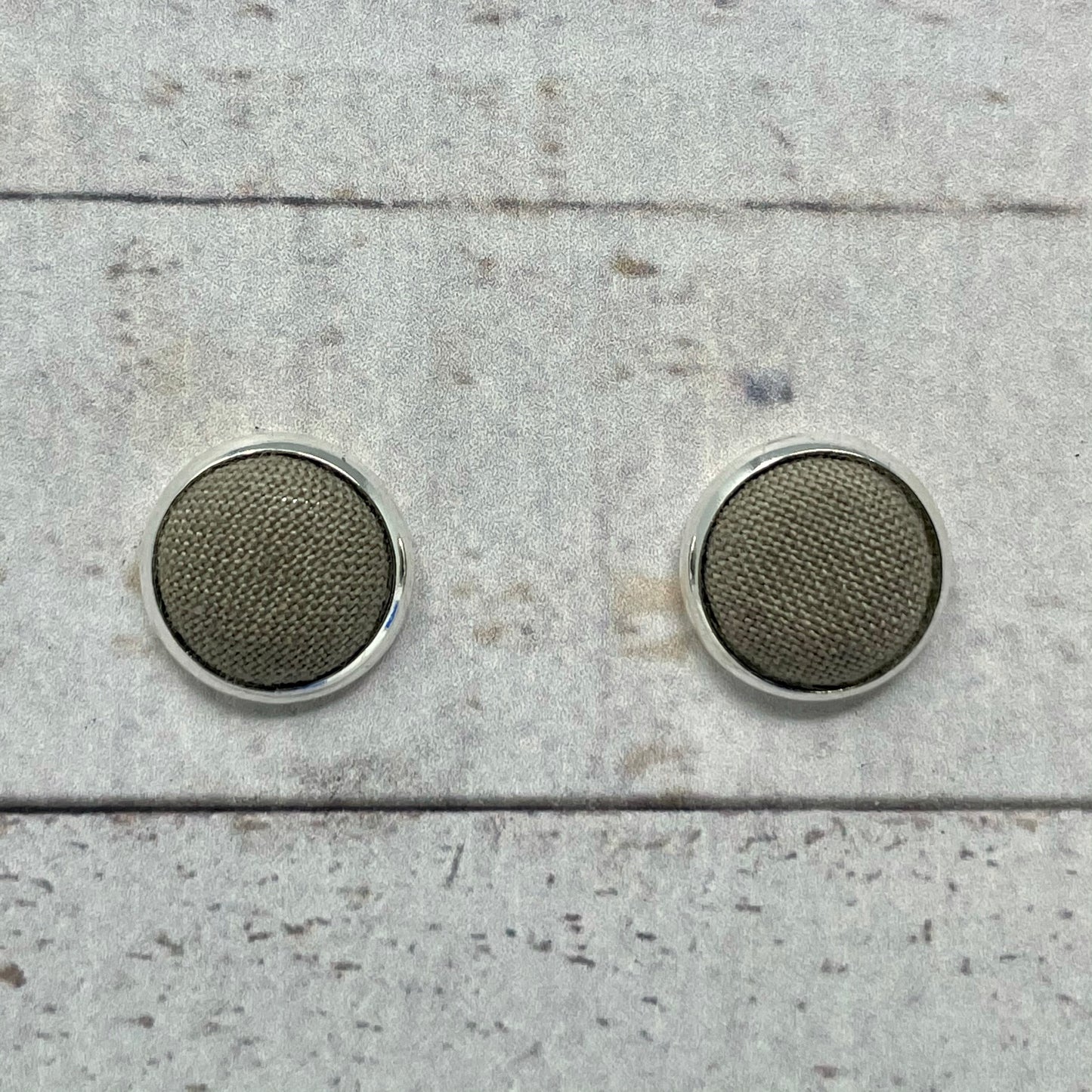 Gray Fabric Stud Earrings