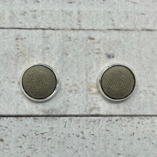 Gray Fabric Stud Earrings