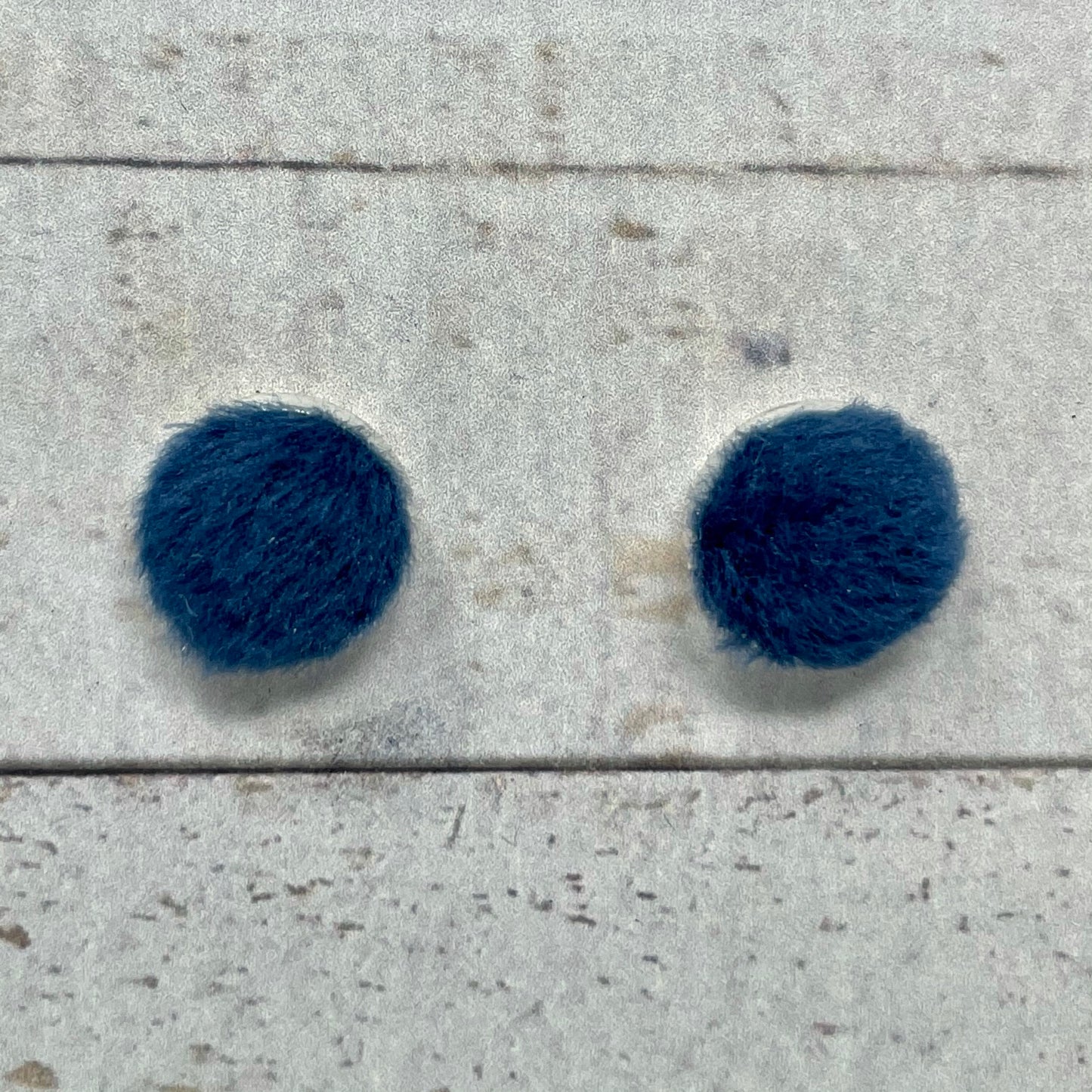 Fuzzy Navy Fabric Stud Earrings