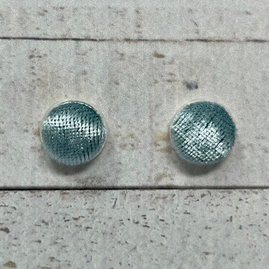 Fuzzy Light Blue Fabric Stud Earrings