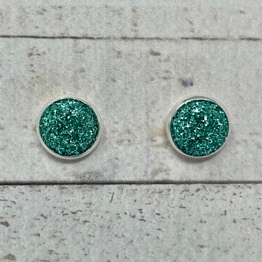 Tropical Glitter Fabric Stud Earrings