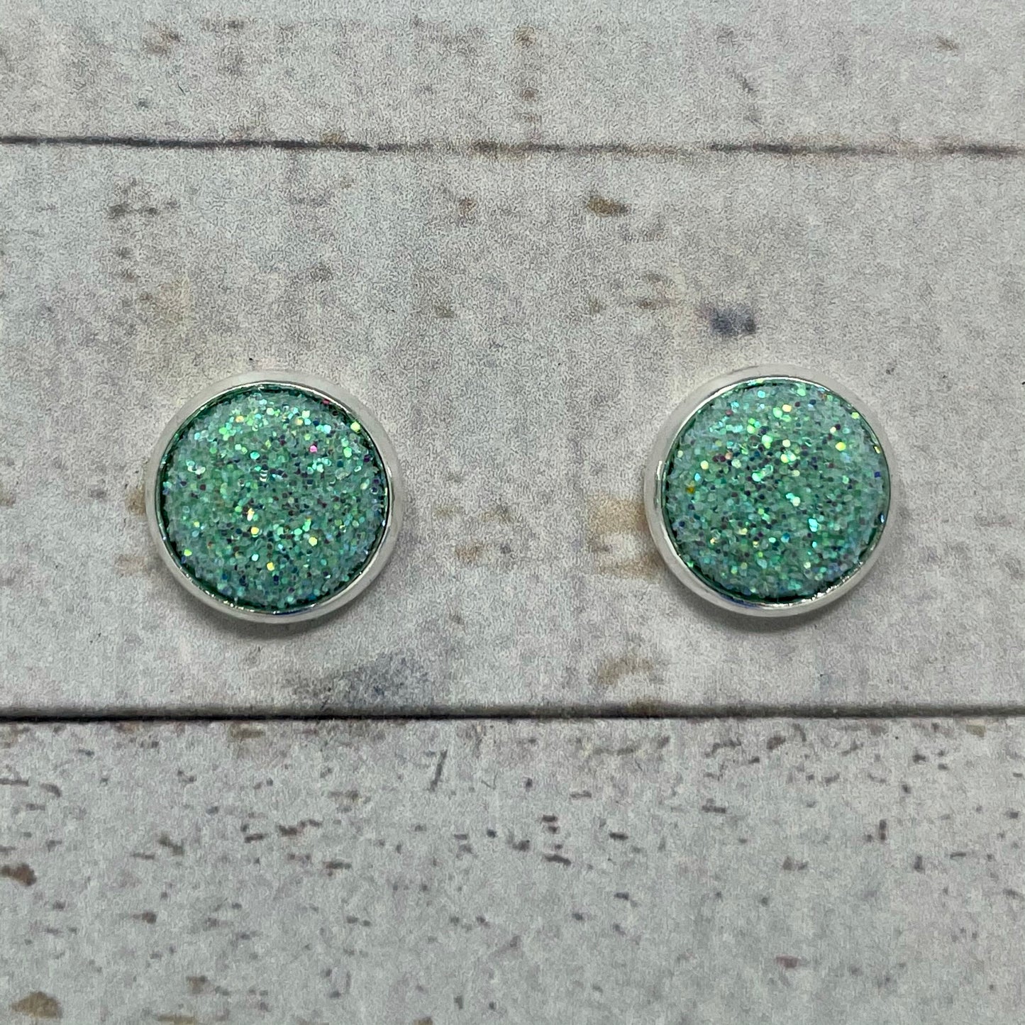 Sea Glitter Fabric Stud Earrings