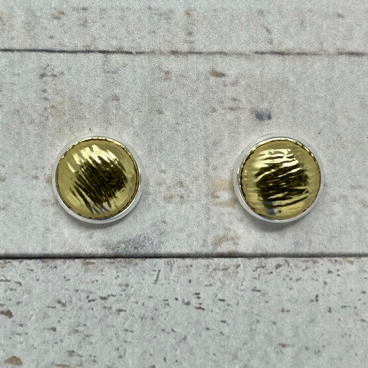 Textured Metallic Gold Fabric Stud Earrings