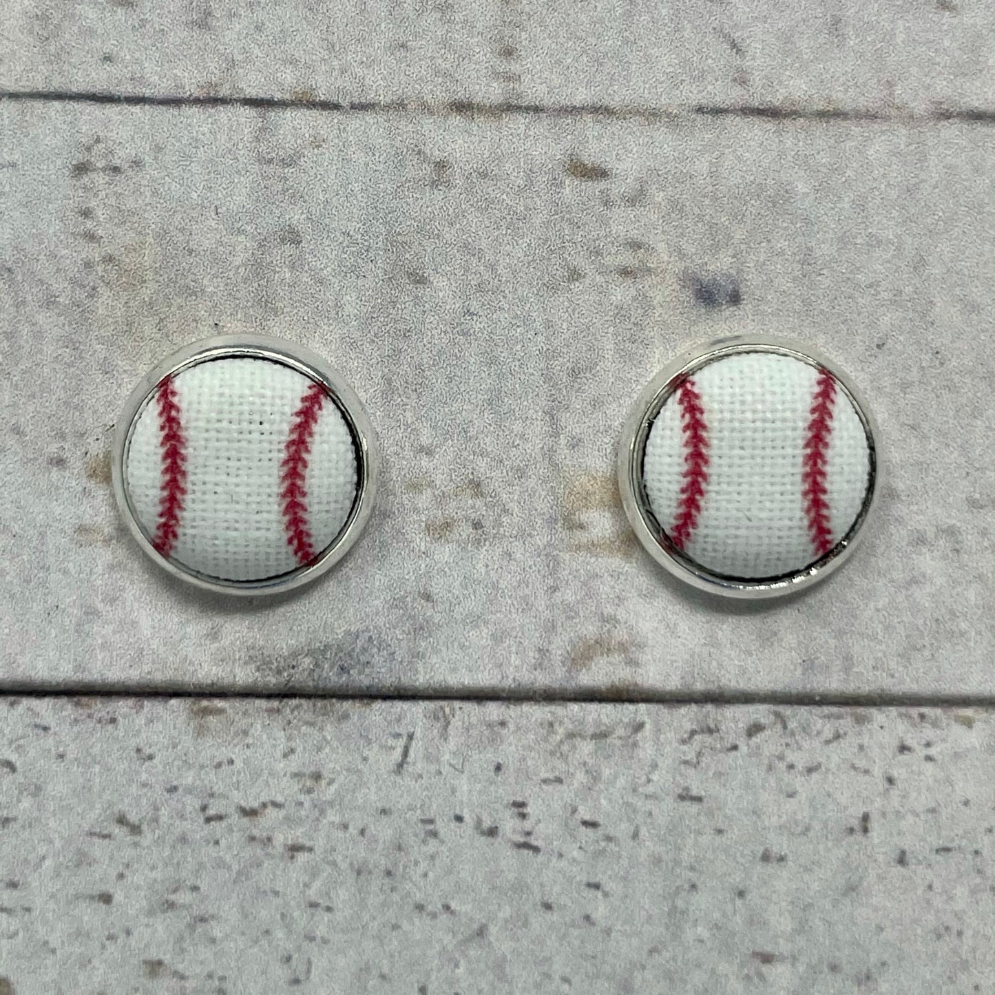 Baseball Fabric Stud Earrings