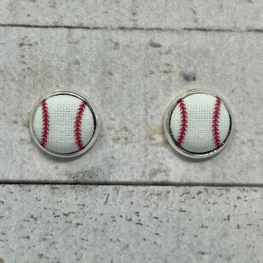 Baseball Fabric Stud Earrings