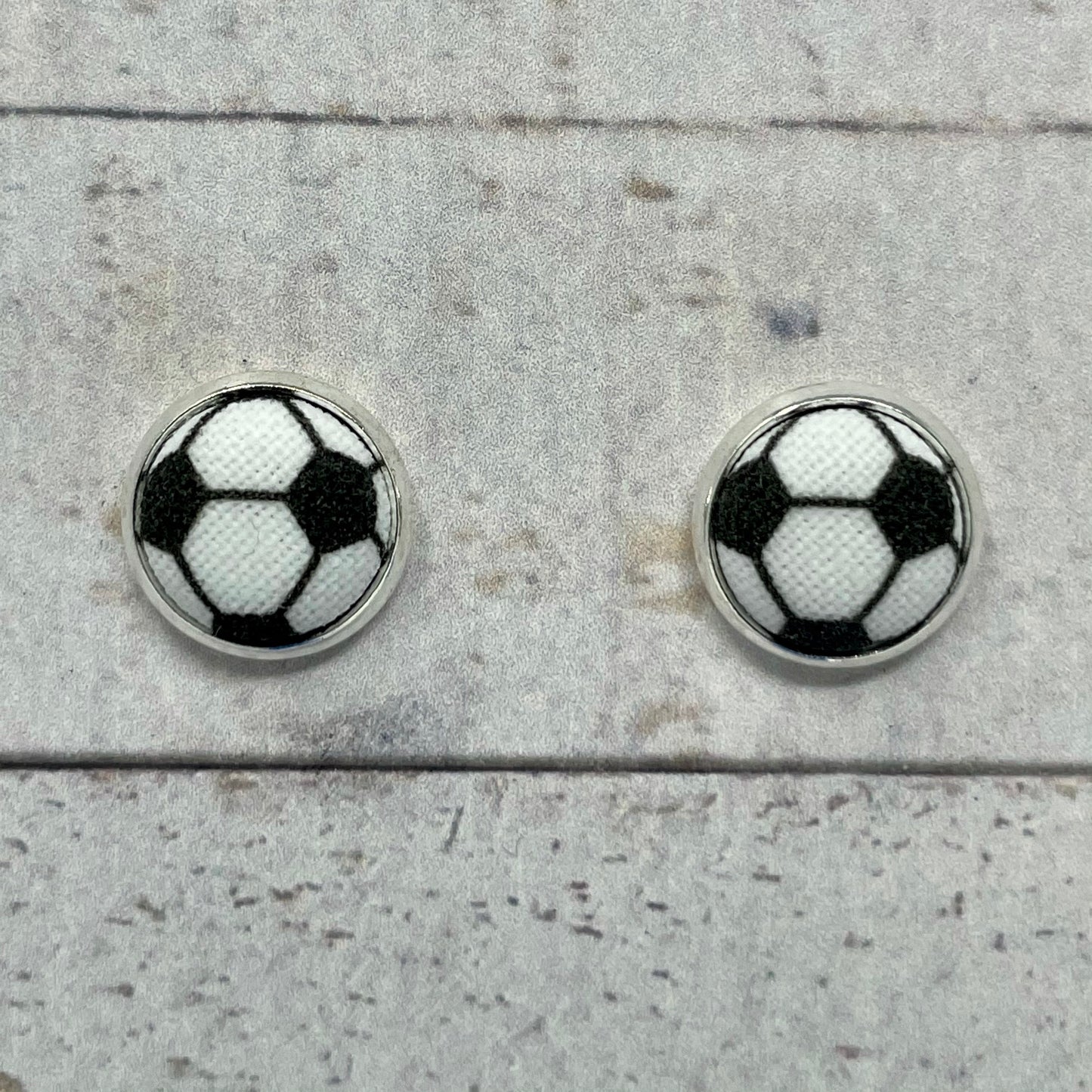 Soccer Fabric Stud Earrings