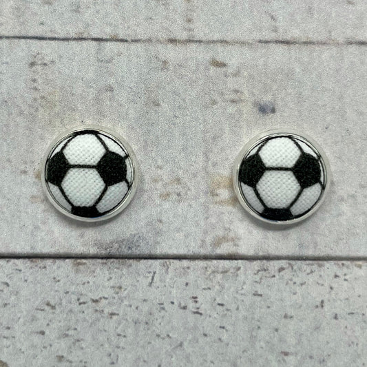 Soccer Fabric Stud Earrings