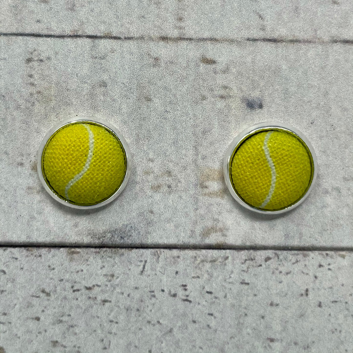 Tennis Ball Fabric Stud Earrings