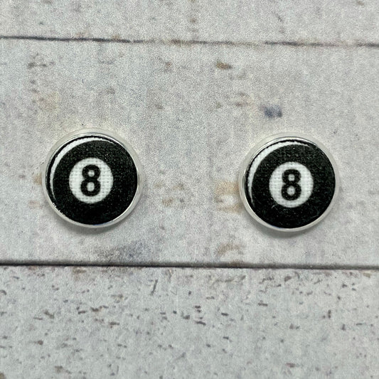 8-Ball Fabric Stud Earrings