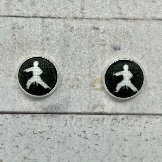 Karate/Martial Arts Fabric Stud Earrings