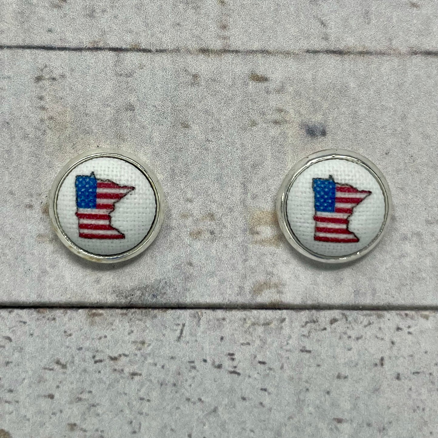 Minnesota Flag Fabric Stud Earrings