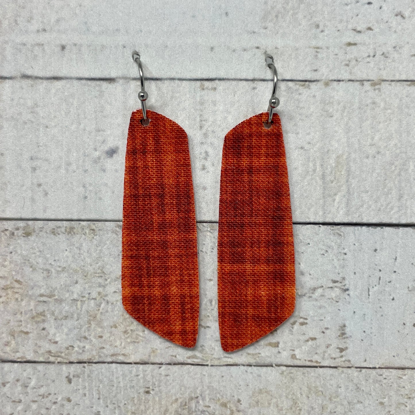 Burnt Orange Fabric Bar Earrings