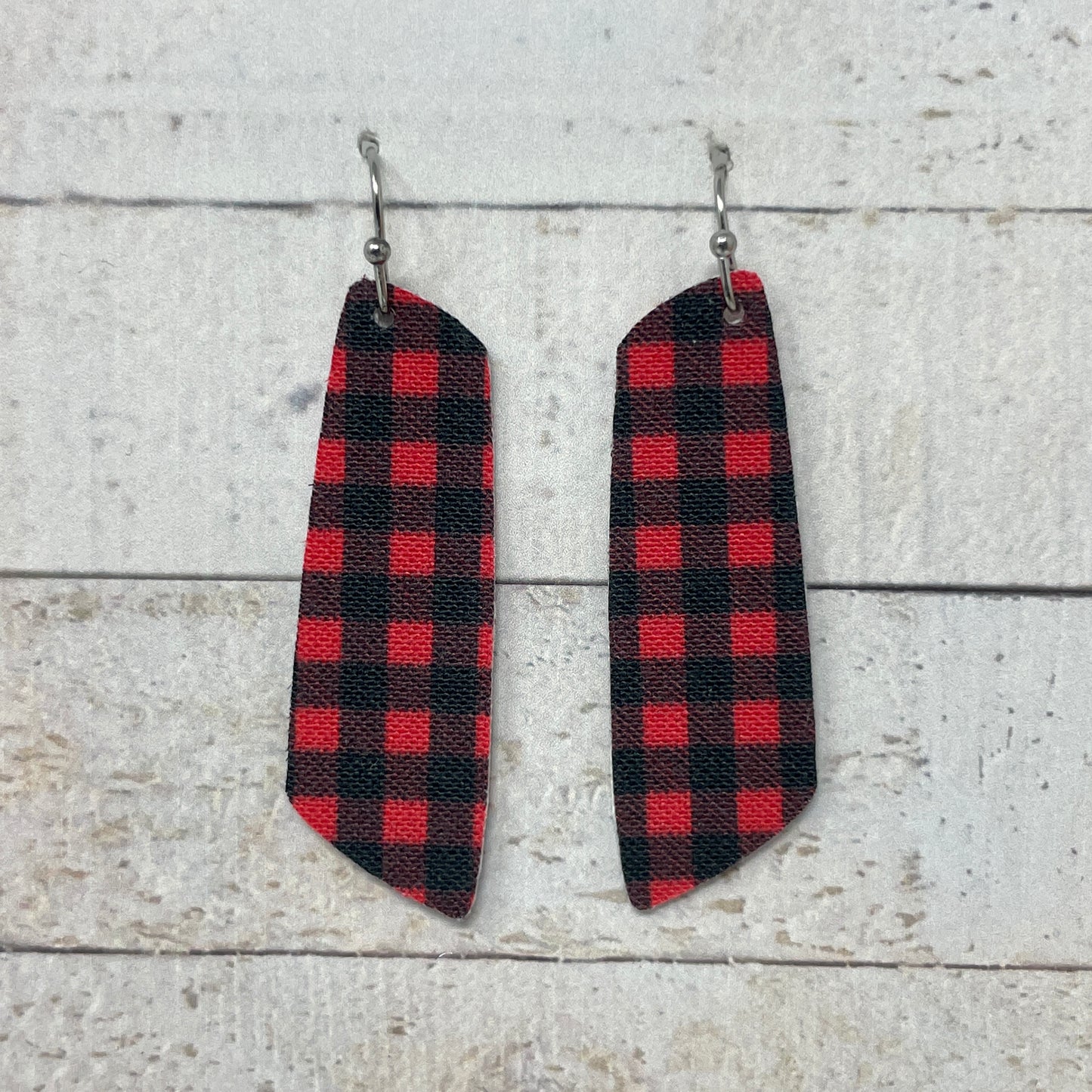 Buffalo Plaid Fabric Bar Earrings