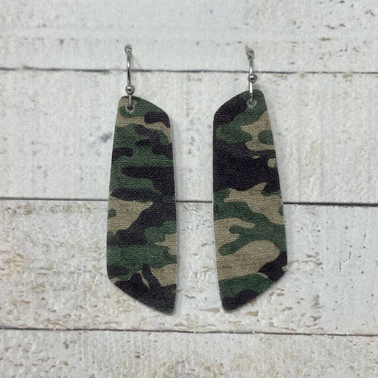 Camouflage Fabric Bar Earrings