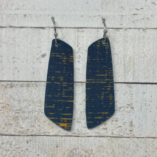 Navy & Gold Fabric Bar Earrings